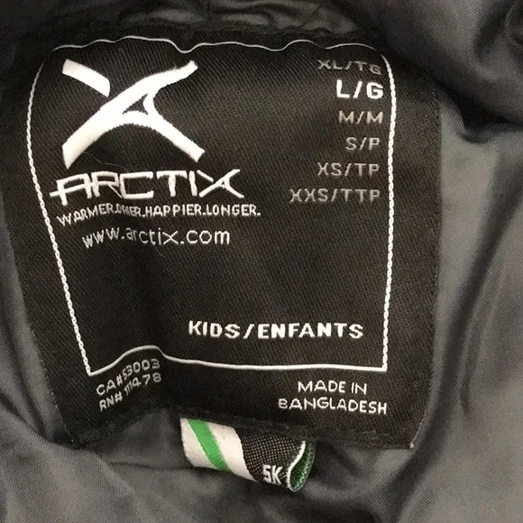 Arctix very warm insulated ski snow pants Kids boys girls large black - Picture 5 of 11